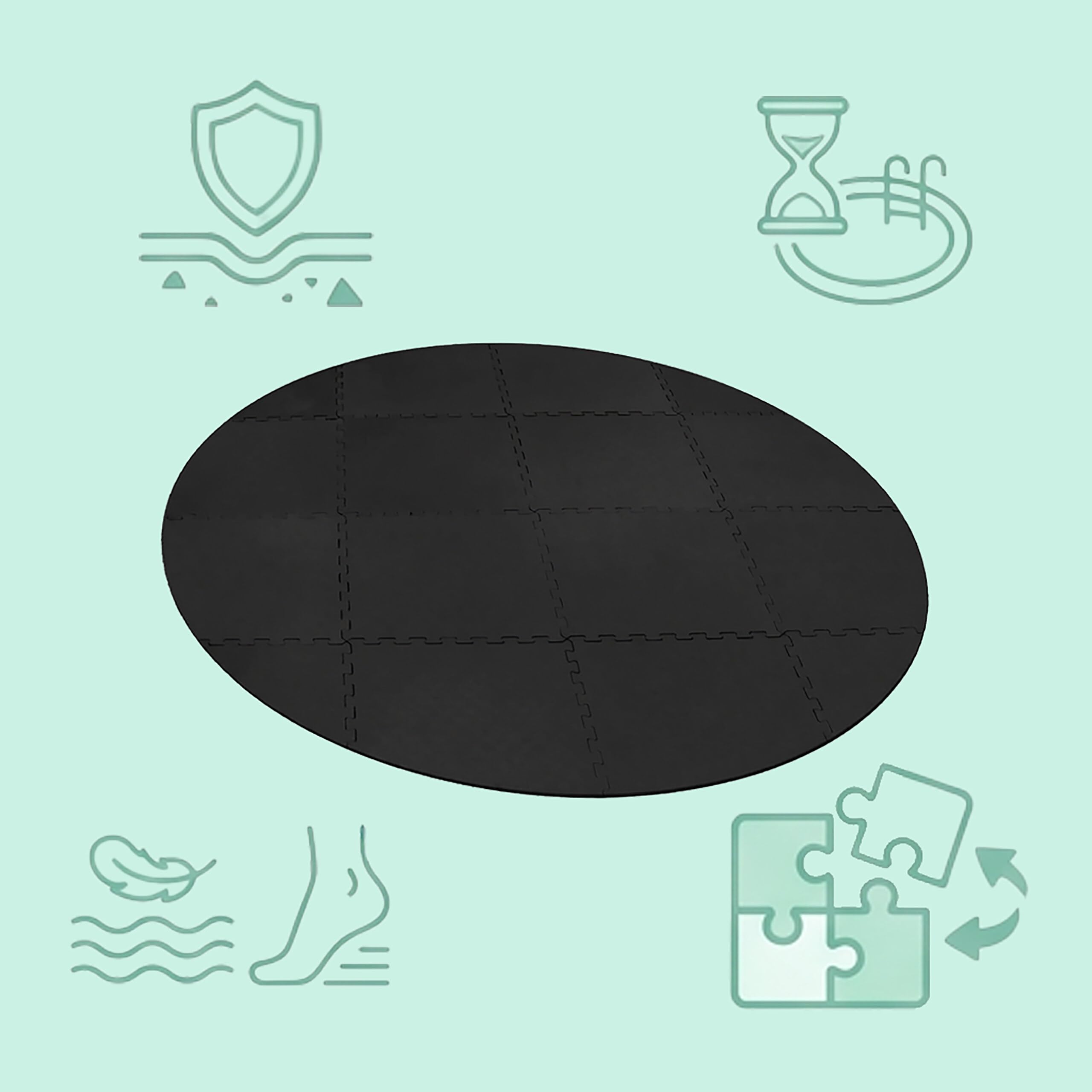 Relaxdays Tapis de Piscine Noir