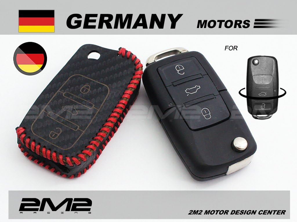 LVW02-6-B Leather key fob holder case chain cover For Polo Golf Variant Plus GTI GTD Beetle Estate Cobriolet Scircco Jette Touran Passat Touareg Tiguan Phaeton Volkswagen cc X1 UP! EOS Sharan R Models BlueMotion Caddy Muiltivan California Vento