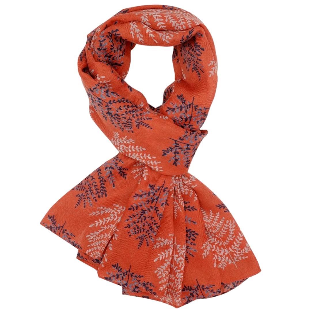 Purple Possum Women's Orange Purple Possum® Scarf Leaves Trees Floral Print Shawl Tree Leaf Pattern Wrap (Orange)