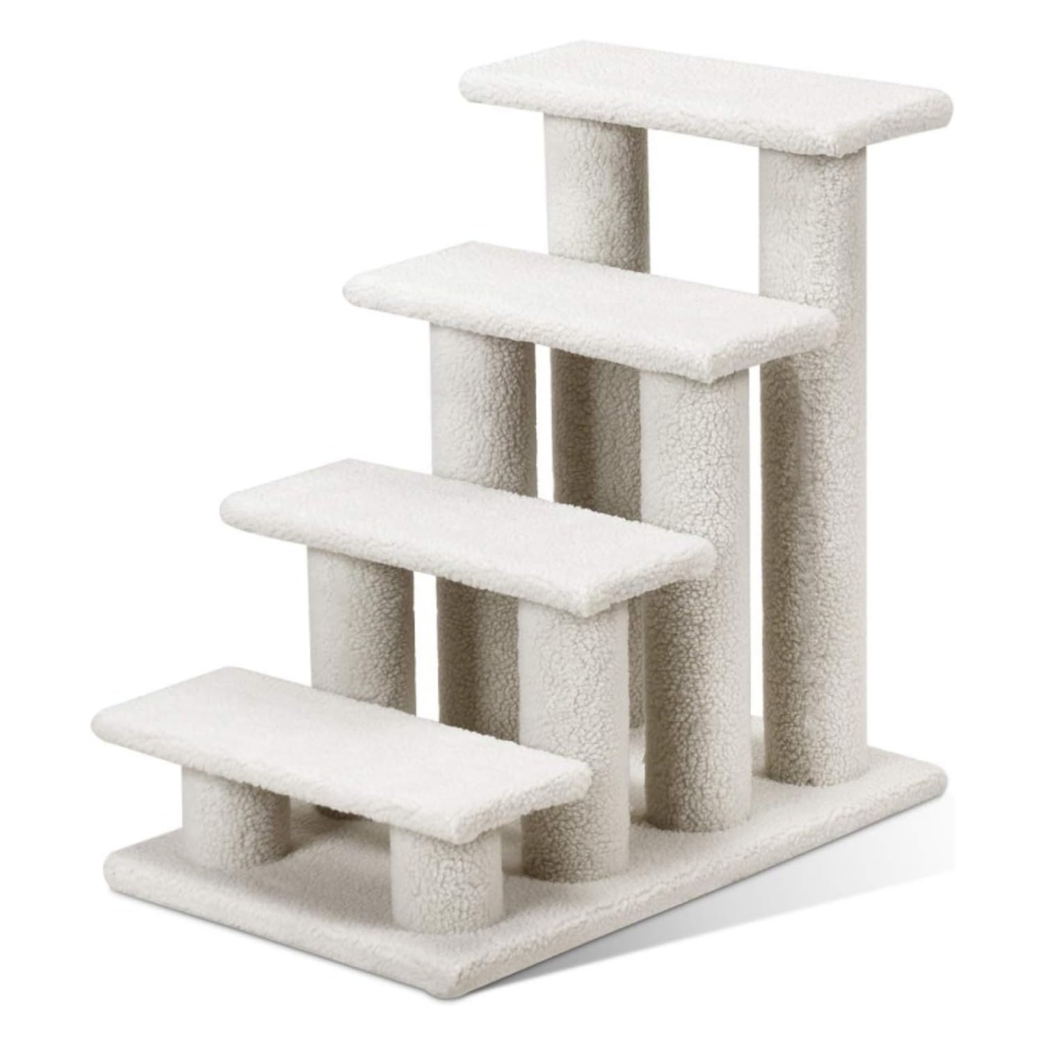 GYMAX Tiertreppe 4 Stufen Katzentreppe Hundetreppe Treppe für Katze Kletterbaum Katzenbaum 60,5 x 41 x 60,5 cm (Weiß)
