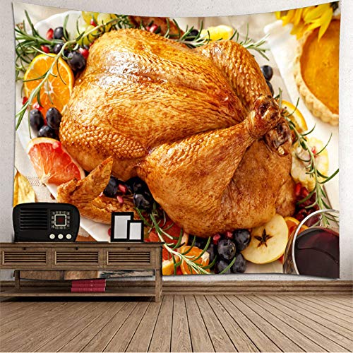 Banemi Gobelin Kinder, Deko Aussenbereich Weihnachten Truthahn Mehrfarben Polyester Wandbehang Coole 150X130cm