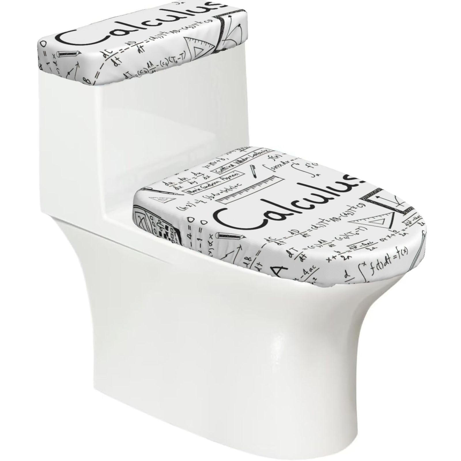 Math Geometry Geek Calculus Print Bathroom Decor Toilet Lid Cover And Tank Covers, Restroom Accessories Fits Most Round