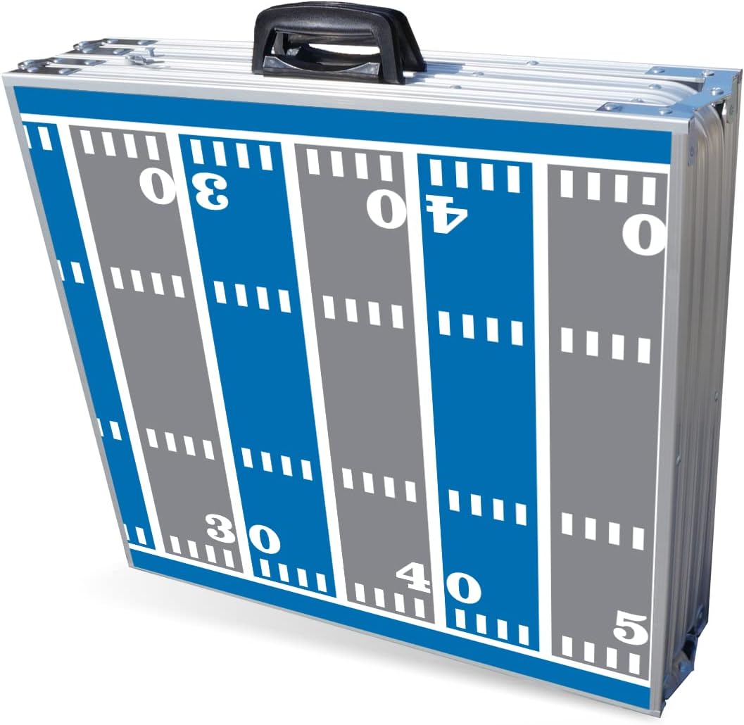 8-Foot Folding Portable Pong Table w/Optional Cup Holes & LED Lights - Detroit Football Field (Choose Your Model)