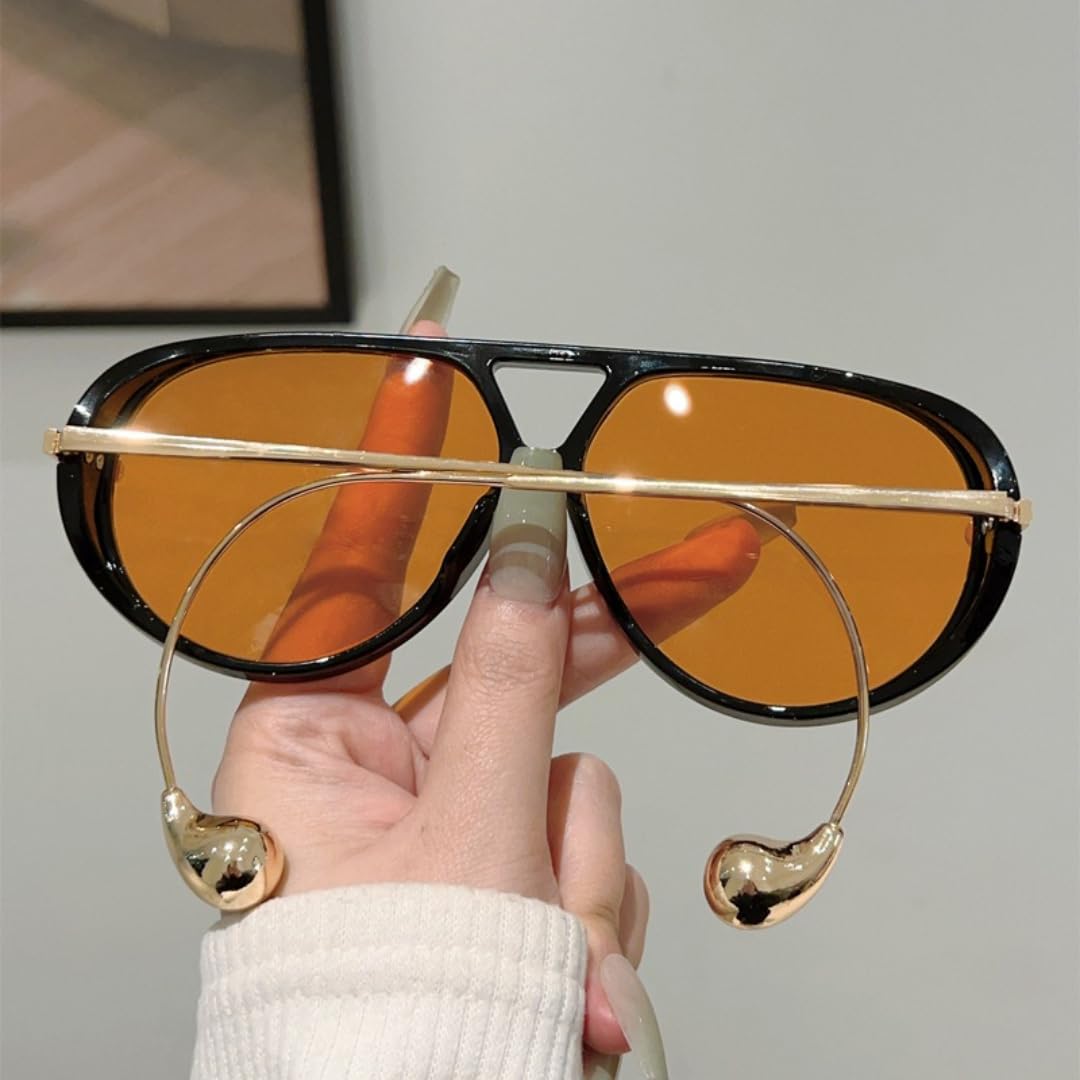 Occhiali da sole oversize alla moda con doppio ponte, sfumature sfumate, da donna, di lusso