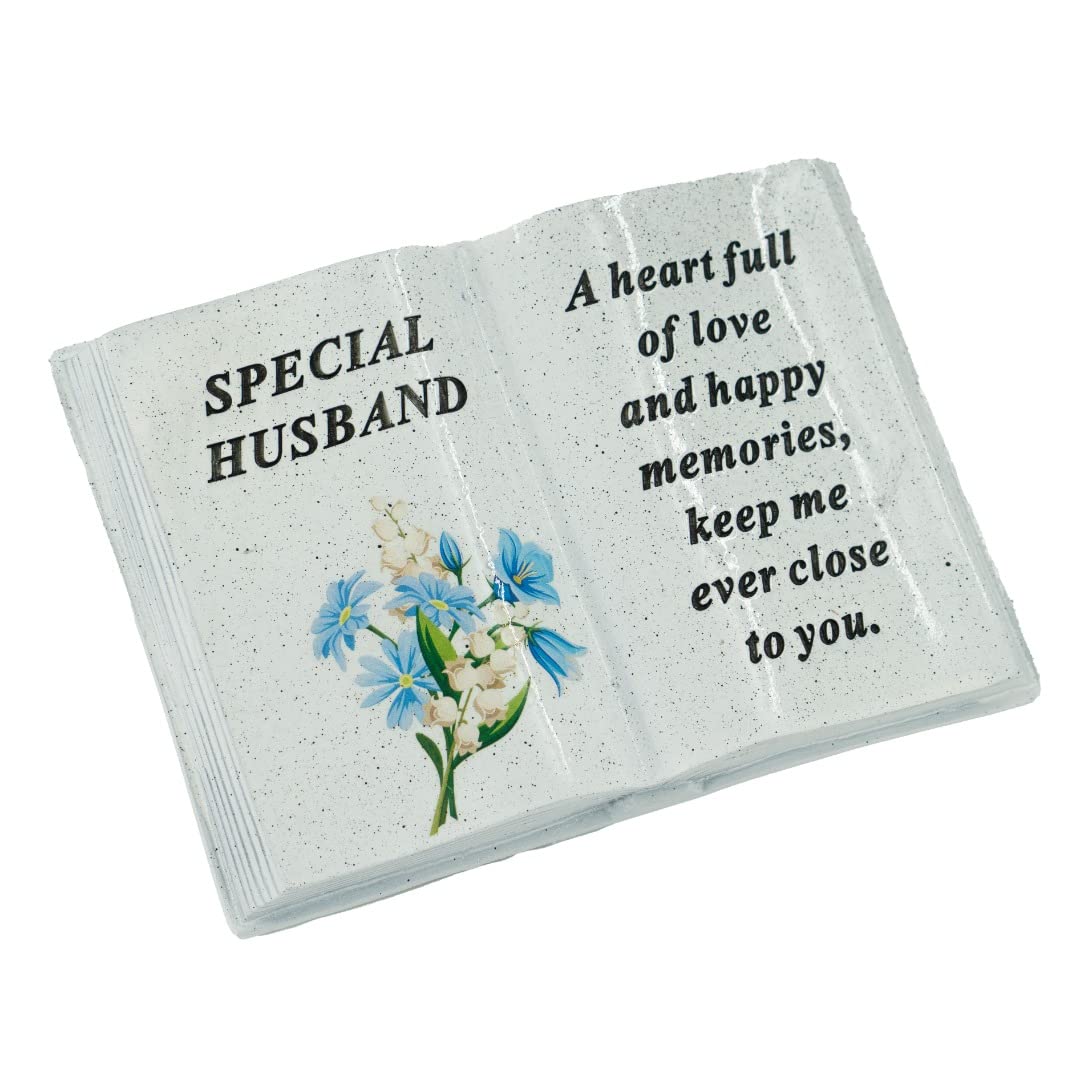 Angraves Special Husband Blue Flower Graveside Book Ornament Memorial Grave Plaque