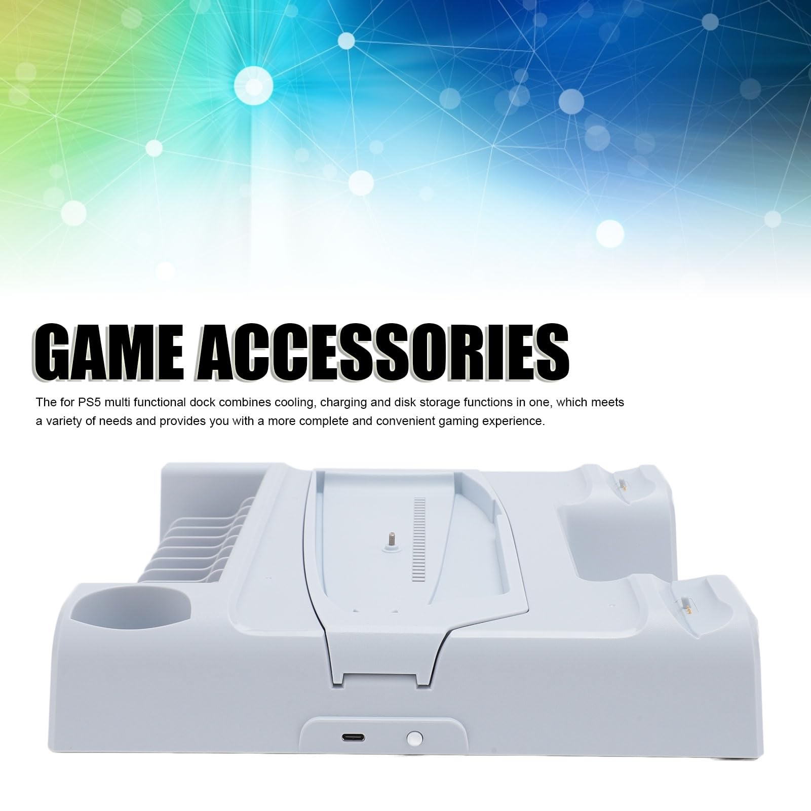 Stazione di ricarica per controller di gioco, supporto di raffreddamento a ricarica rapida professionale efficiente a doppio slot con 11 slot per dischi per console sottile e