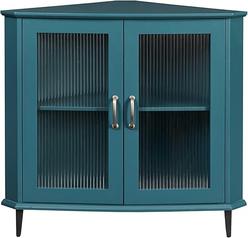 JIEJIEGAO Armario esquinero, armario esquinero con puertas y estante ajustable, organizador de almacenamiento independiente para espacios pequeños