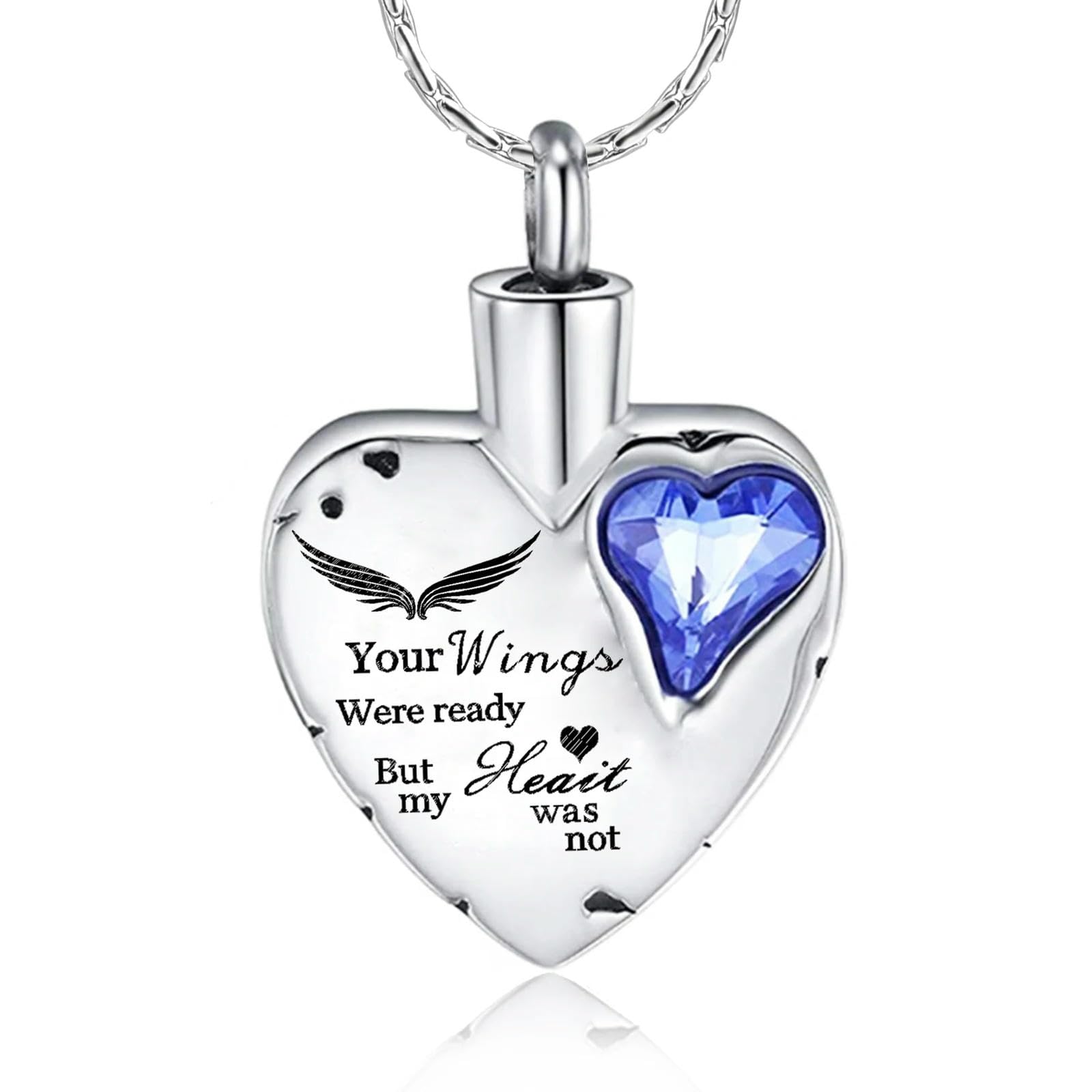 Pendentif cœur de crémation luxe cristal bleu collier de commémoration