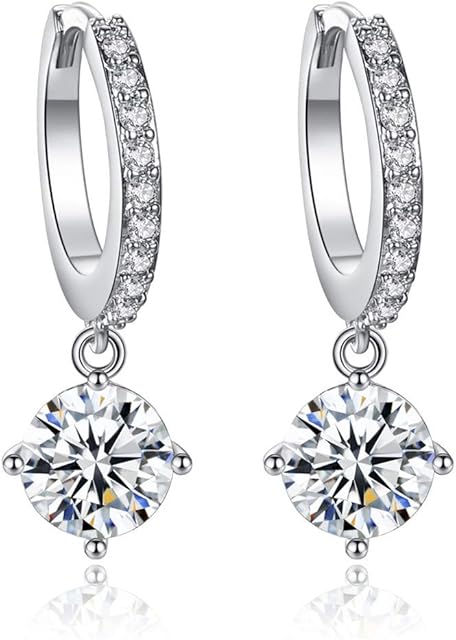 Yikoly Women's and girls' earrings, hoop earrings, 925 silver, earrings with cubic zirconia, ring, hoop, stud earrings, simple jewellery, gifts for women, girlfriend.