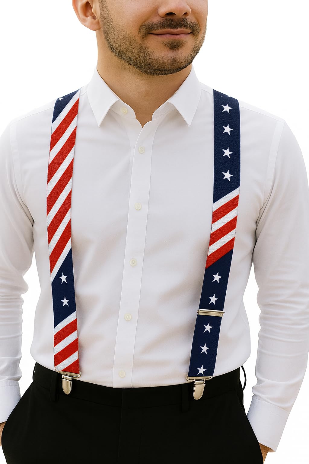 Suspenders for Men - Adjustable Elastic Mens Suspenders with Heavy Duty Strong Clips