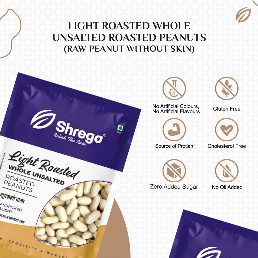 Image of Shrego Peanut Plus Light Roasted Whole Peanut Unsalted 360g (Vacuum Packed) (Pack of 3)