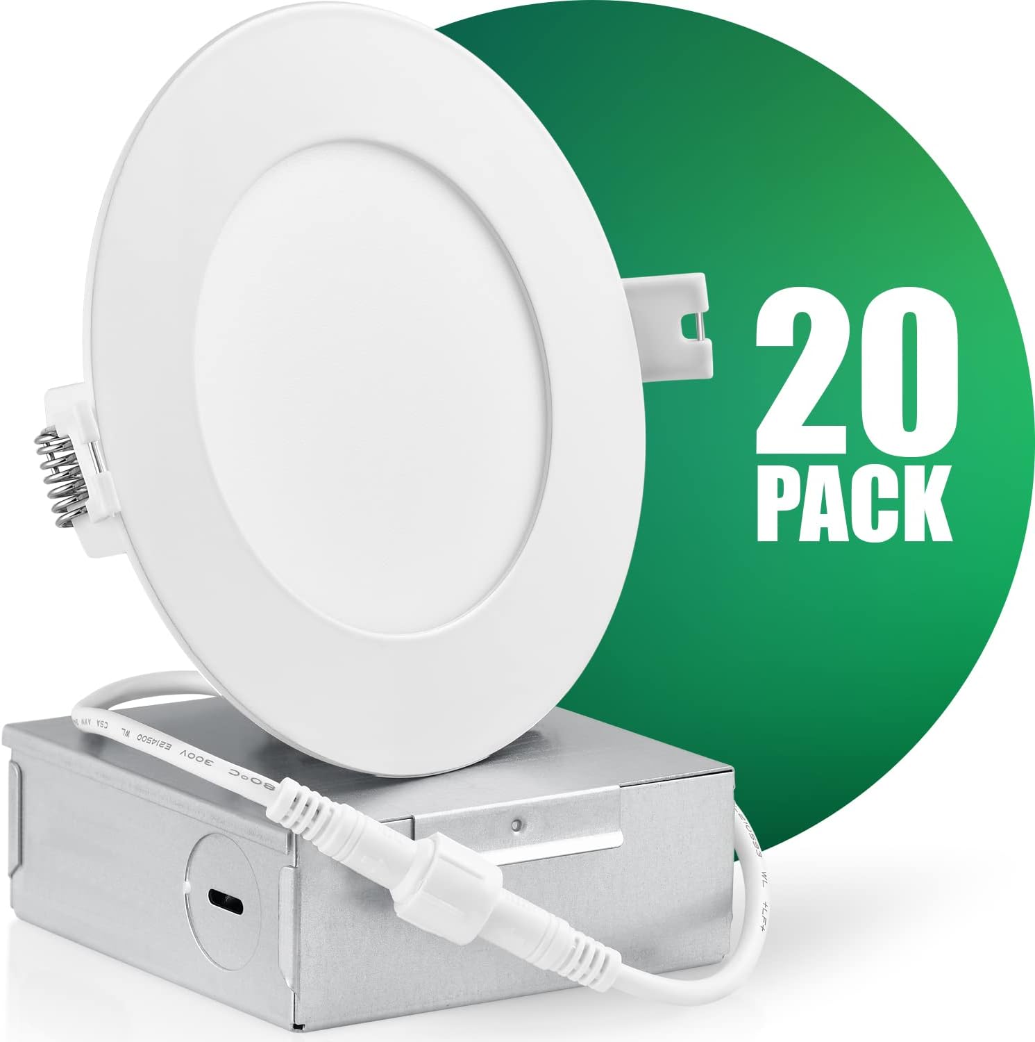 QPLUS 4Inch LED Recessed Slim Pot Light with Junction Box, Ultra Thin