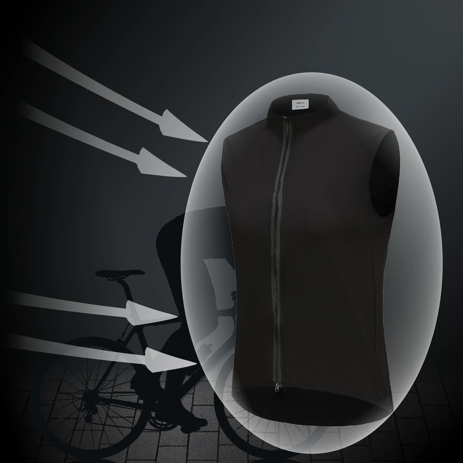 Smanicato Ciclismo Gilet da Ciclismo Antivento Impermeabile Leggero da Ciclismo Senza Maniche Giacca da Bici Uniforme da Bici Maglia da Ciclismo Abbigliamento Gilet(Black,S)