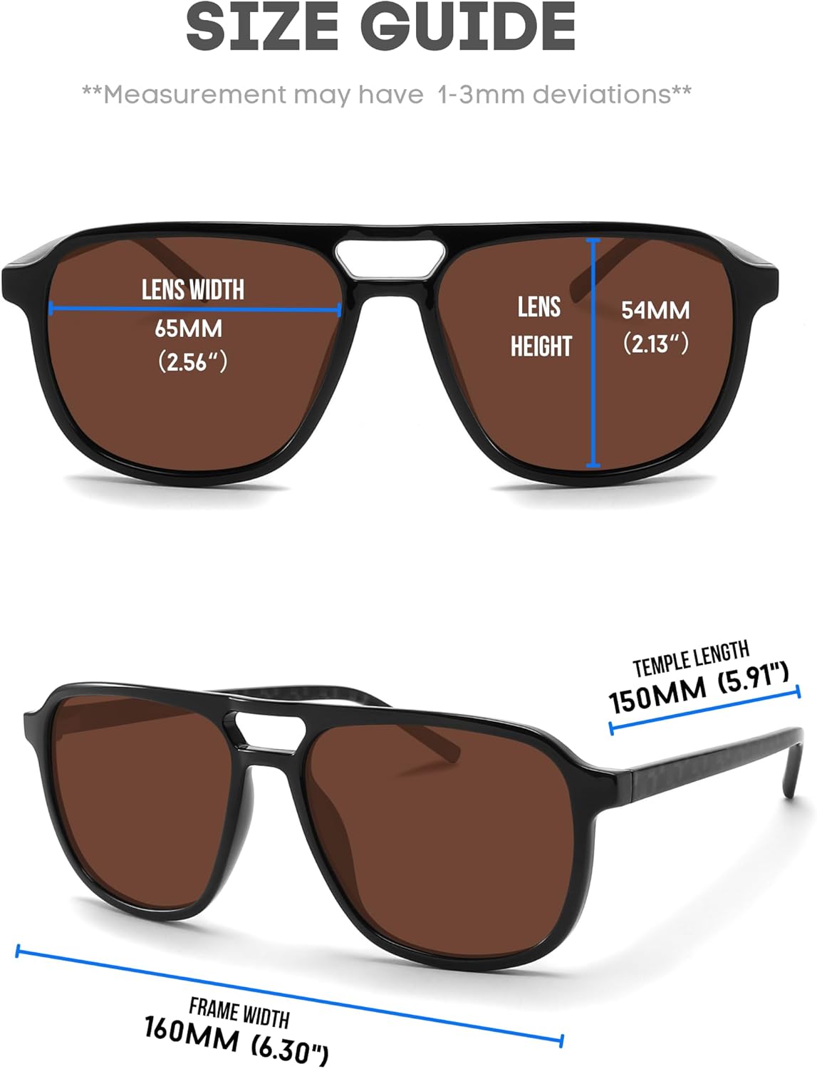 XXL Size Extra Large 160MM Polarized Double Bridge Retro Aviator Sunglasses Big Wide Heads Men UV400 Protection - Image 5