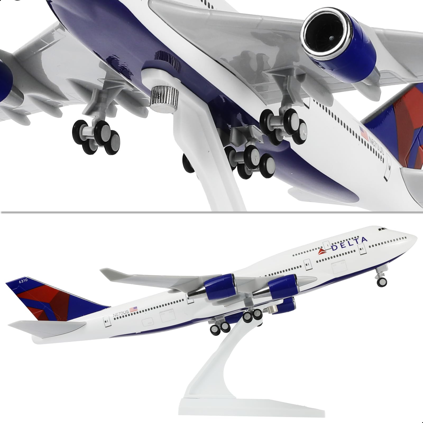【新品・未開封】ボーイング　Boeing747 デルタ航空　航空機モデル Amazon | QIYUMOKE 1/240 スケール デルタ航空 ボーイング747 航空機