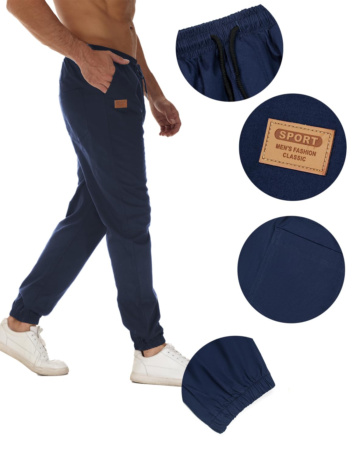 VMSUCIJ Pantaloni Jogging Uomo Pantaloni Casual Cotone Pantaloni Sportivi con Elastico in Vita con Tasche S-XXL