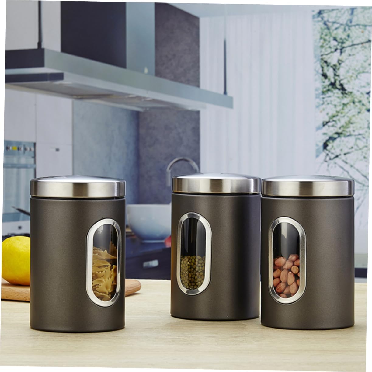 Zerodeko 3pcs Stainless Steel Food Storage Jar Sealed Can Airtight Container for Travel