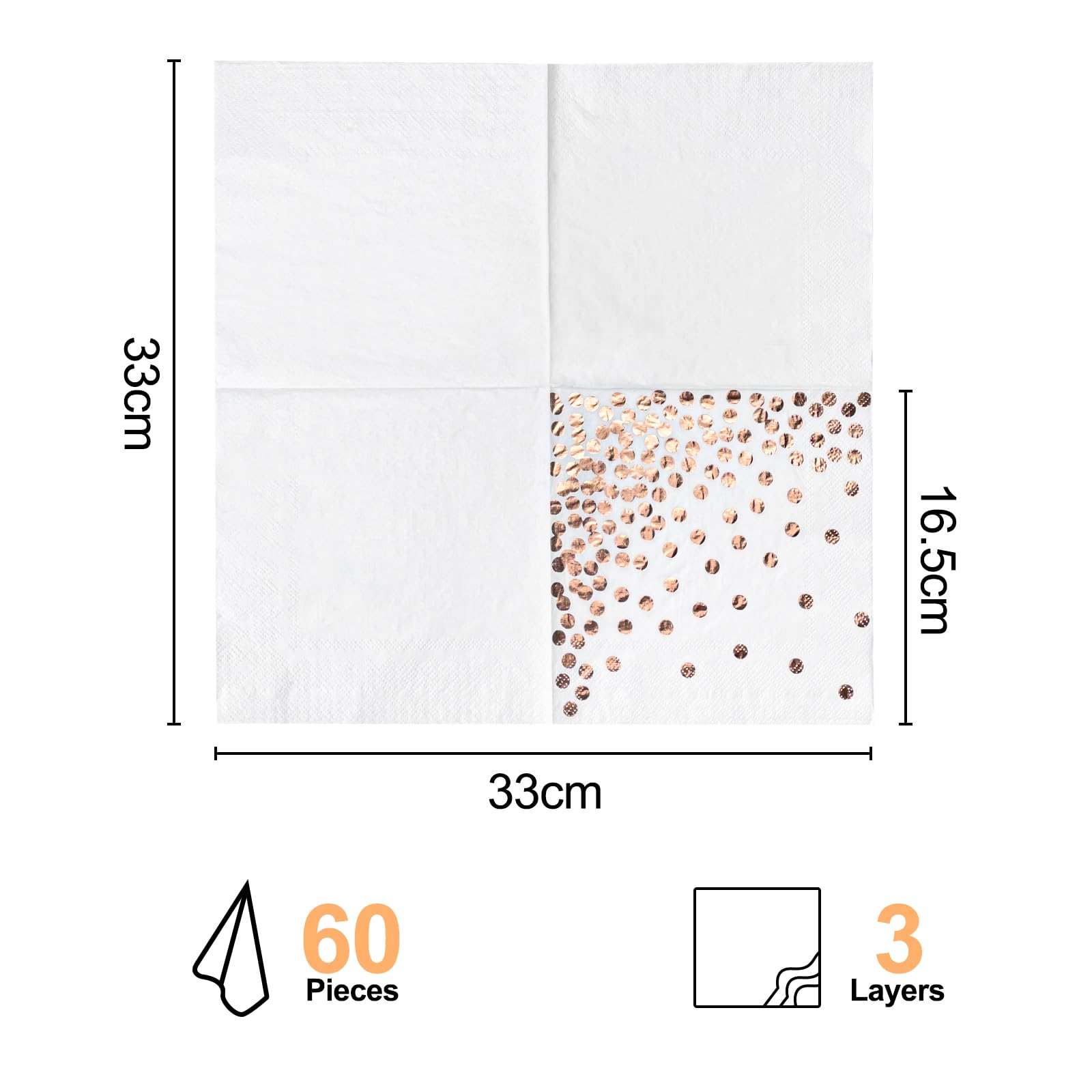 60 Tovaglioli Cocktail Bianco E Dorato - 33x33cm, Monouso | Per Feste, Compleanni E Eventi Eleganti - Foto 7