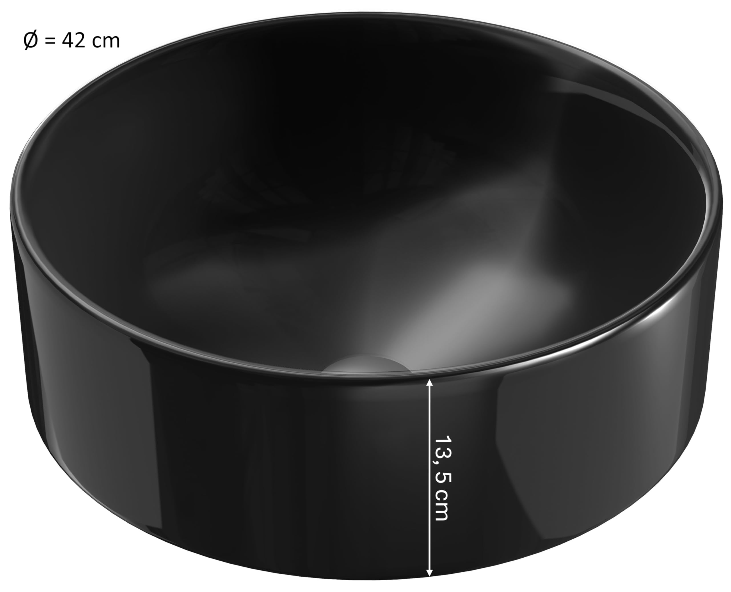JACOB DELAFON Lavabo cerámico negro sobre encimera 42 cm Con orificio de rebosadero Evita salpicaduras E14800-7