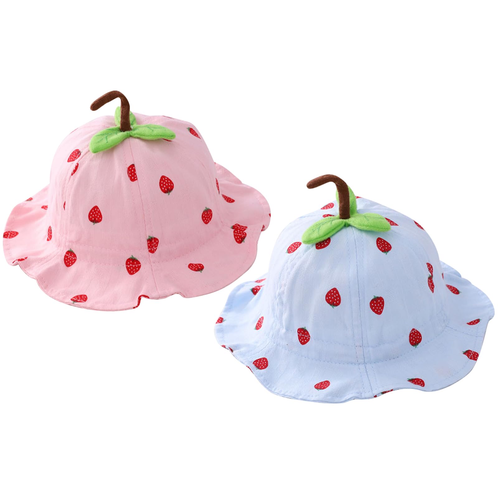 TYXHXTF 2Pcs Sombrero de Sol, Bebé Sombrero de Playa, Niños Gorro Pescador, ala Ancha Sombreros, Correa Ajustable para la Barbilla, para Niños Exteriores Playa Piscina