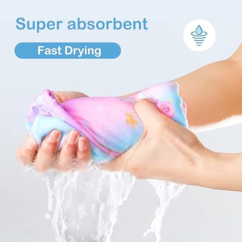 Miniatura 2 de FIOBEE Toalla de microfibra para el cabello para niños, toalla de secado rápido, turbantes absorbentes para cabello húmedo con botón, para mujeres y