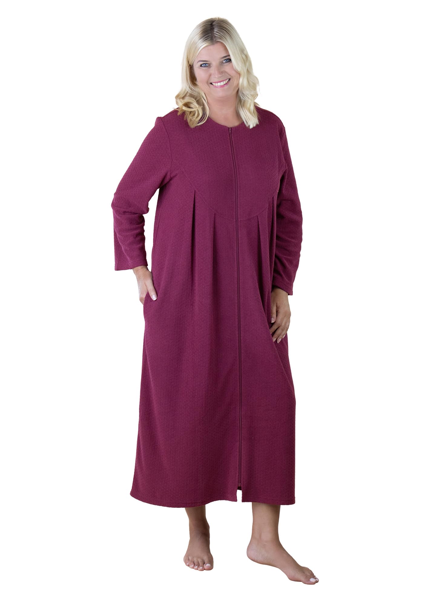 Healthy Living Direct Women's Burgandy Long Sleeve Velour Kaftan
