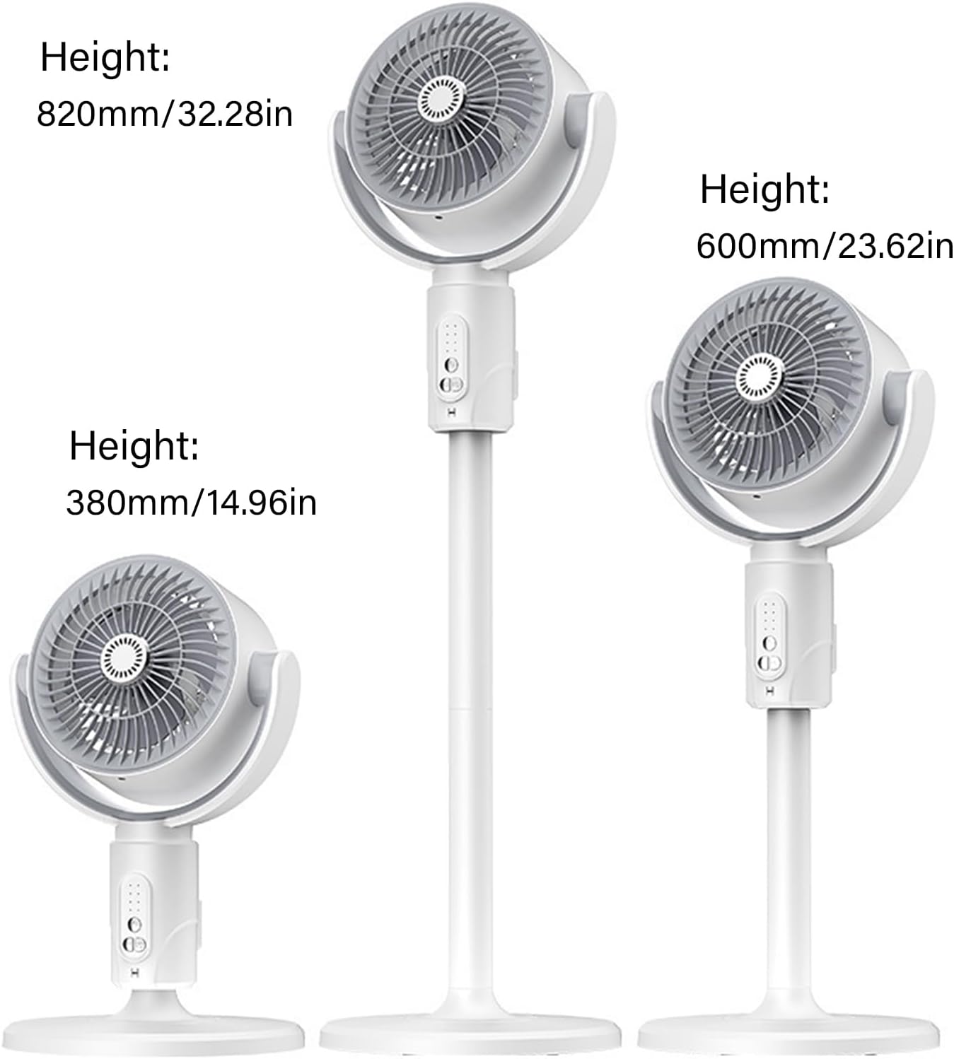 Height Adjustable Tower Fan With Quiet Operations Remote Control 5 Speed Setting Rechargeable Oscillating Fan For Space Rechargeable Desk With Timer Function