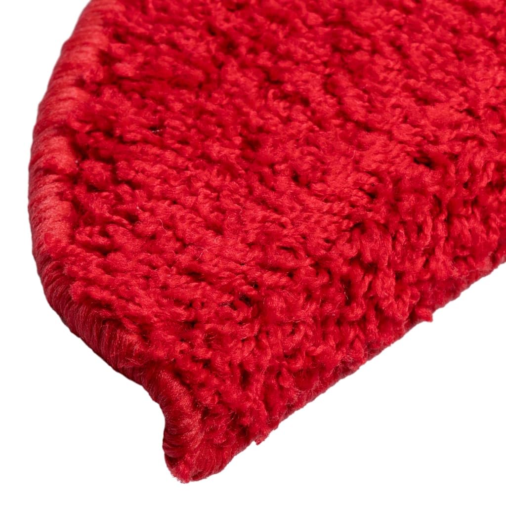Lot de 10 tapis d'escalier - Rouge semi-circulaire - 56 x 17 x 3 cm - Antidérapant - Autocollant - Lavable - Avec protection contre les marches et les rayures - Pour escaliers en bois, pierre