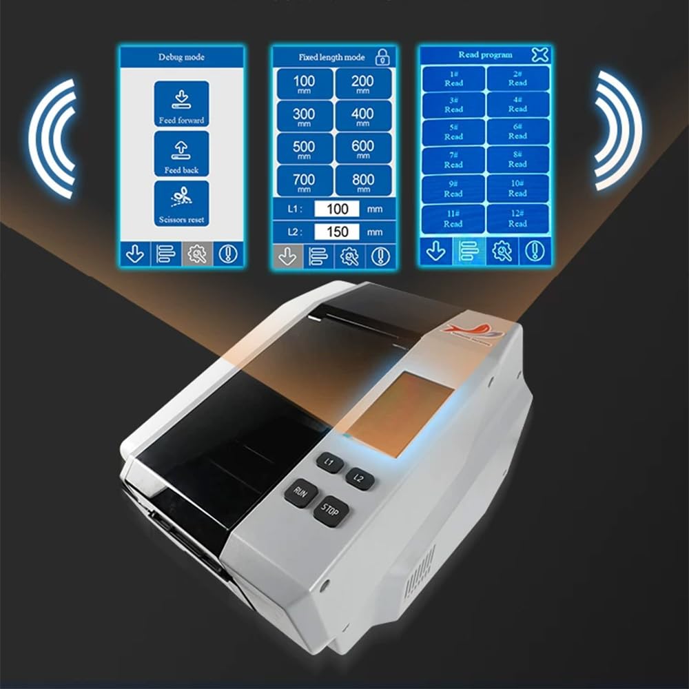 Dispenser Automatico di Nastro attivato dall'acqua, Macchina per Nastro gommato Kraft Touch Screen con 12 preimpostazioni e Serbatoio da 1350 ml