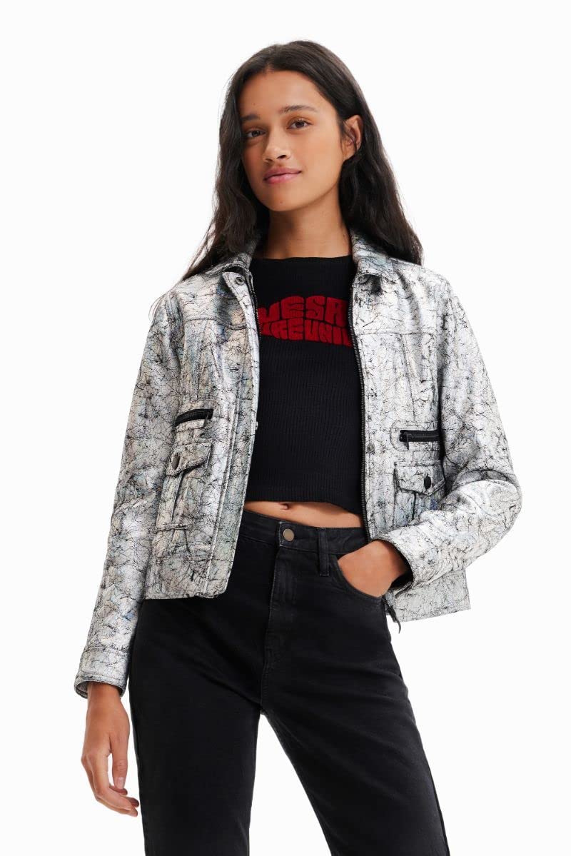 Desigual CHAQ_MINEAPOLIS, 2004 SILVER, CAPPOTTO PU Da donna, Black, L