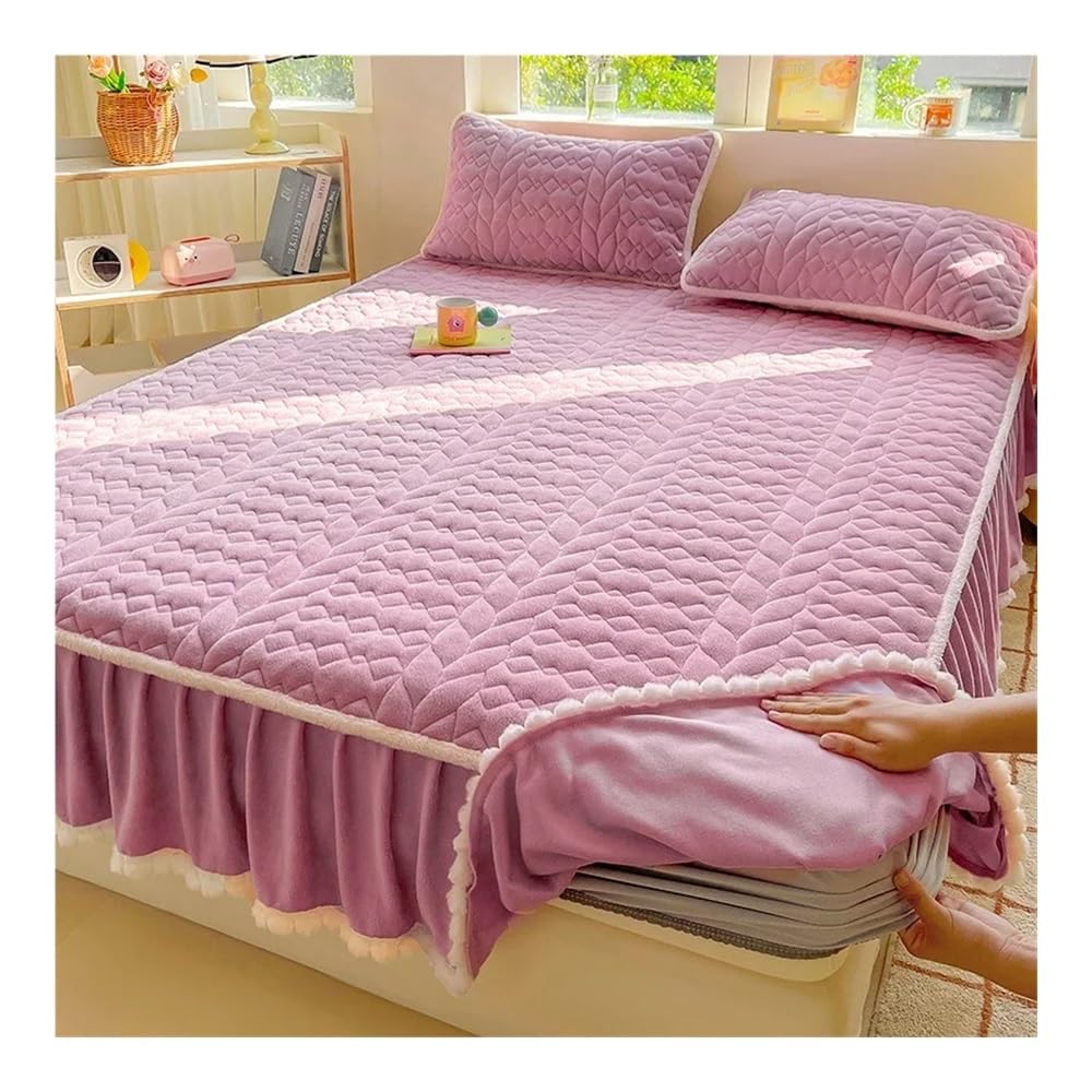 Tour de lit matelassé en coton polaire lait, classe A, pour matelas épais de couleur unie, violet, 150 x 200 cm, 1 pièce