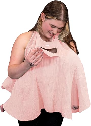 Miniatura 9 de Funda de lactancia de muselina para lactancia materna del bebé, con ventana Peekaboo, chal de lactancia de 100% algodón transpirable, delantal