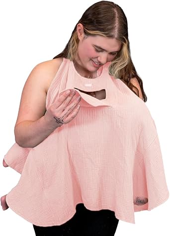 Muslin Nursing Cover for Baby Breastfeeding Peekaboo Window -100% Breathable Cotton Privacy Nursing Shawl