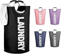 Vista 16 de WOOHA Cesta de lavandería grande de 95 L, cesta plegable para ropa, cestas altas de tela plegables para dormitorio, armario, baño, universidad, Azul