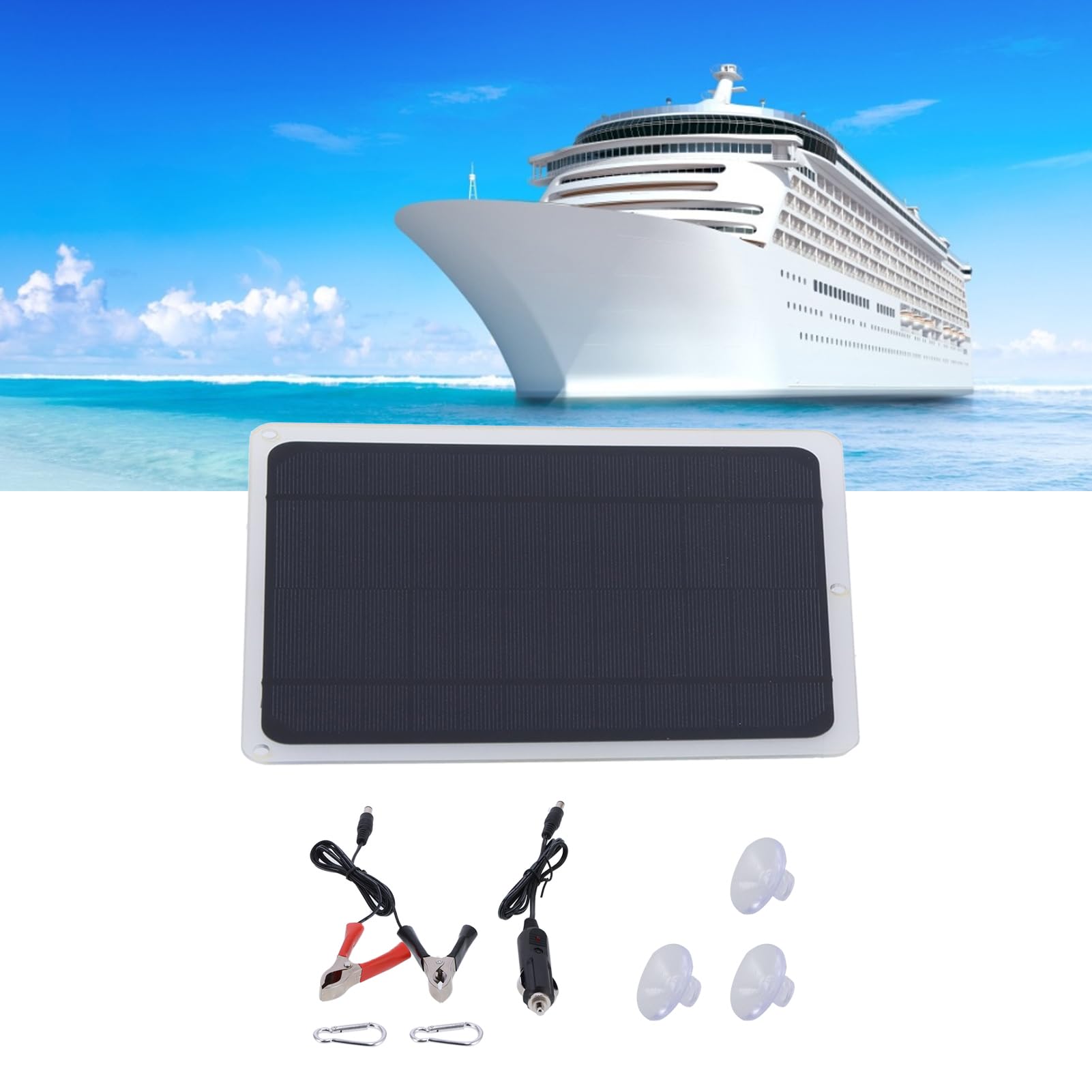 Ausla Panneau Solaire Portable, 6W 12V, Silicium Monocristallin, Sortie USB, Protection IP65 Étanche, pour Voiture et Camping-car