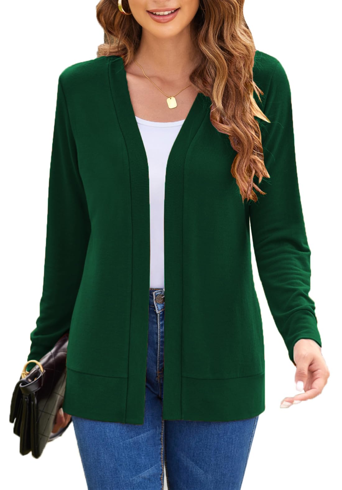 Womens Casual Lightweight Long Sleeve Cardigan Flowy Soft Open Front Knit Cardigan Sweaters