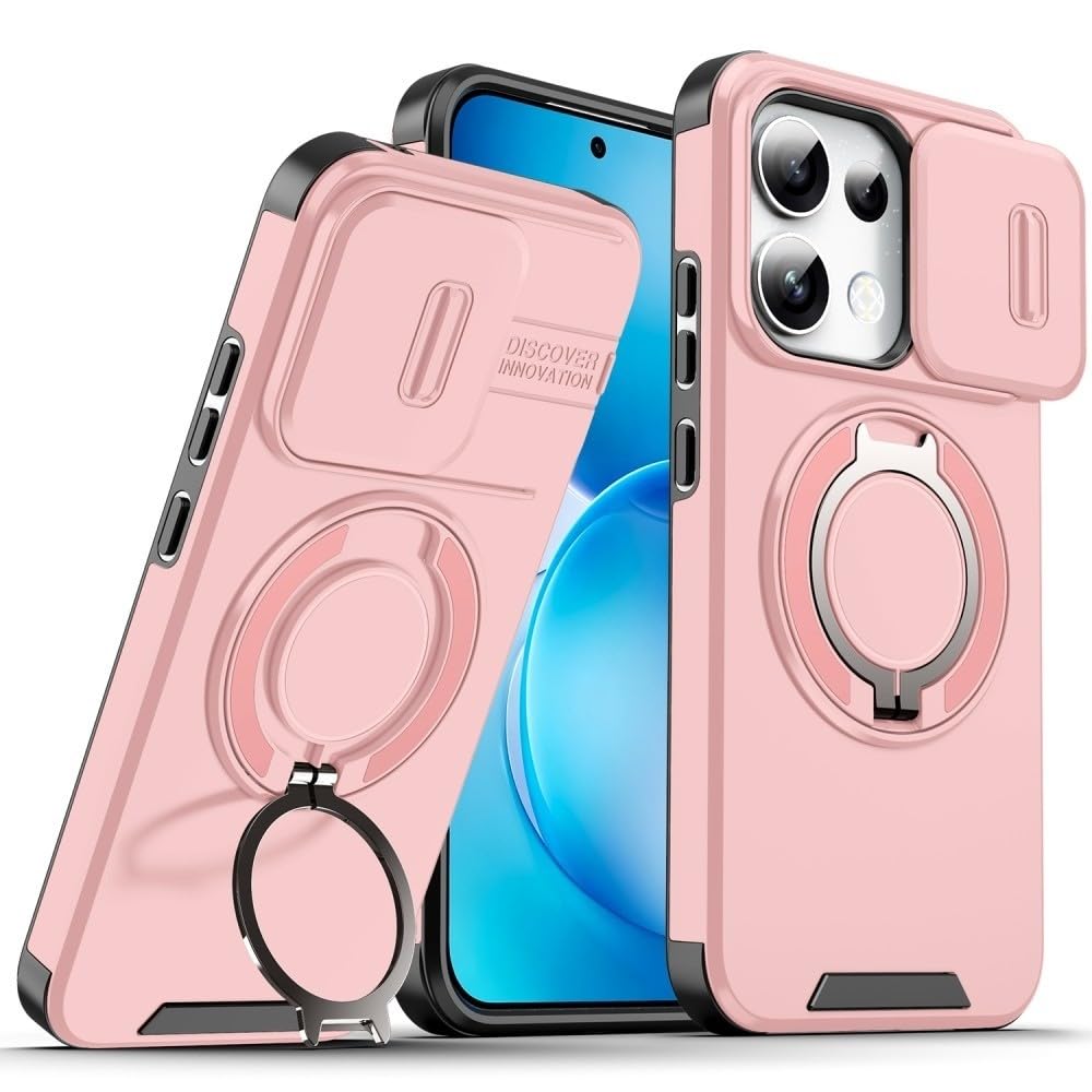 Generic Funda compatible con Oppo A5X 4G / 5G (color: rosa) Soporte de anillo cubierta rígida con tapa trasera