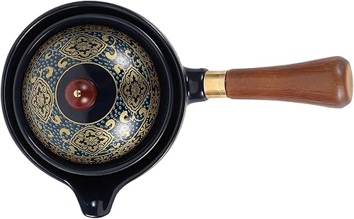 SOLUSTRE Tetera de cerámica retro con mango lateral china de kung fu, tetera de porcelana china de 360 grados giratoria de rotación fu, tetera de