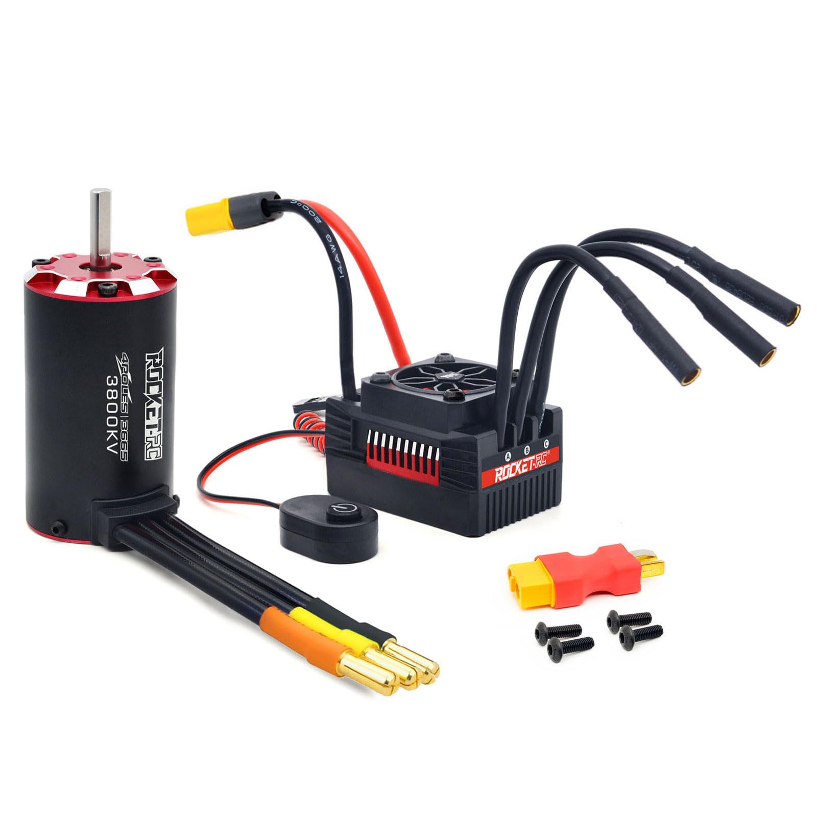 Rocket-RC V2 Supersonic 3665 motore brushless con 90A ESC Combo (90A ESC, 3665M 3800KV)