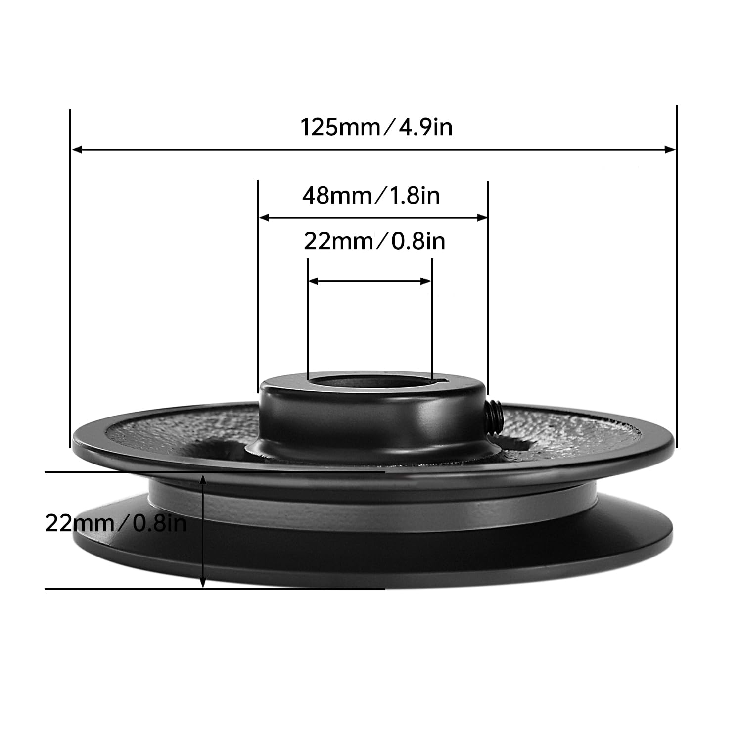 BK5278 V Belt Pulley Sheave, Cast Iron 4.9" OD, Single Groove Pulley V Style B Belt 5L for 7/8 Inch Keyed Shaft — Amazon image 6