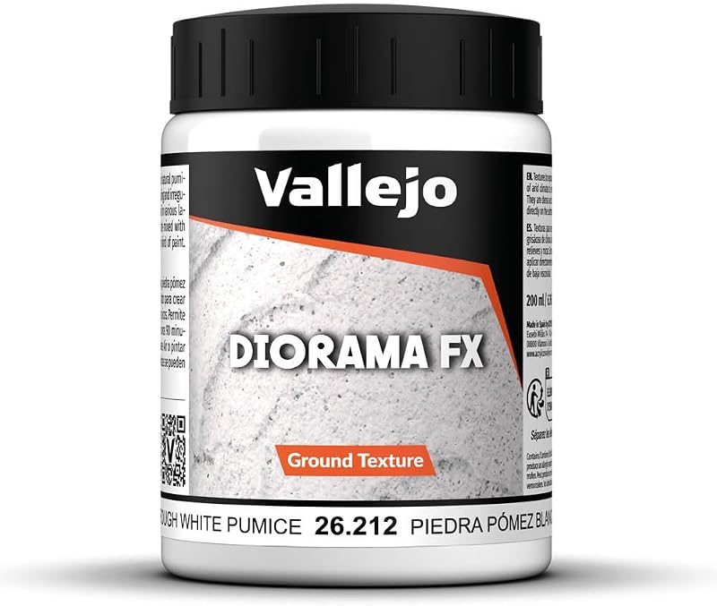 Vallejo - Diorama FX Ground Textures | Rough White Pumice 200 ml. (6.76 fl.oz.) | Premium Acrylic Color for Modelers & Miniature Enthusiasts | Exclusively Designed for Modelling