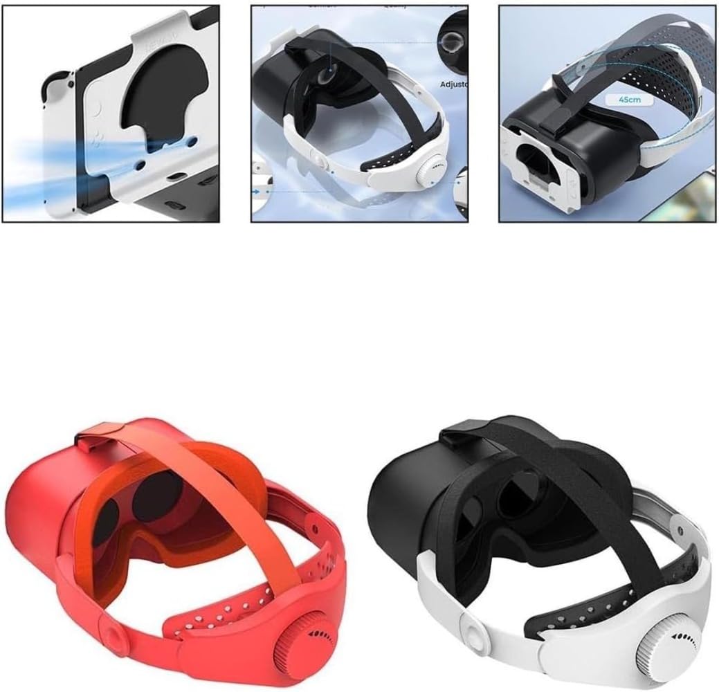 VR, occhiali VR con auricolare Bluetooth, occhiali per realtà virtuale con lenti regolabili e comodo cinturino per la testa per giocare (21,6 x 20,2 x 11,3 cm) (bianco-nero)