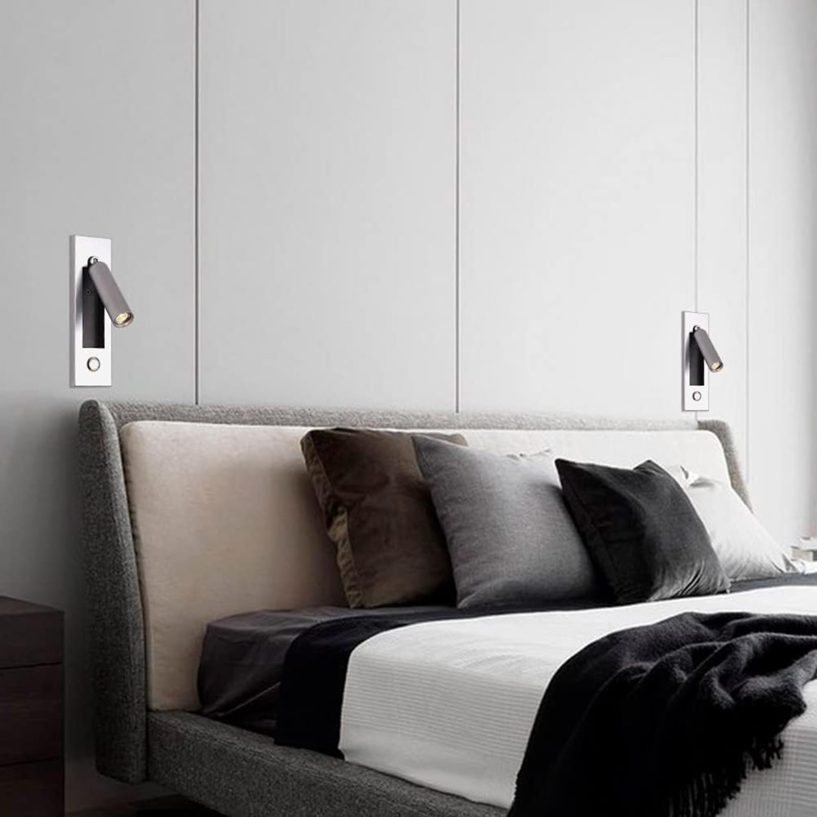 Kinkiety do zabudowy naścienne do czytania, lampka nocna LED, 3 W, ciepła biel, 3000 K, obracany o 350°, składany o 90°, wbudowany, bez wtyczki