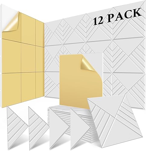 Paquete de 6 paneles de pared insonorizados de 1 x 12 x 12 pulgadas, autoadhesivos, paneles de espuma piramidal de alta densidad a prueba de sonido