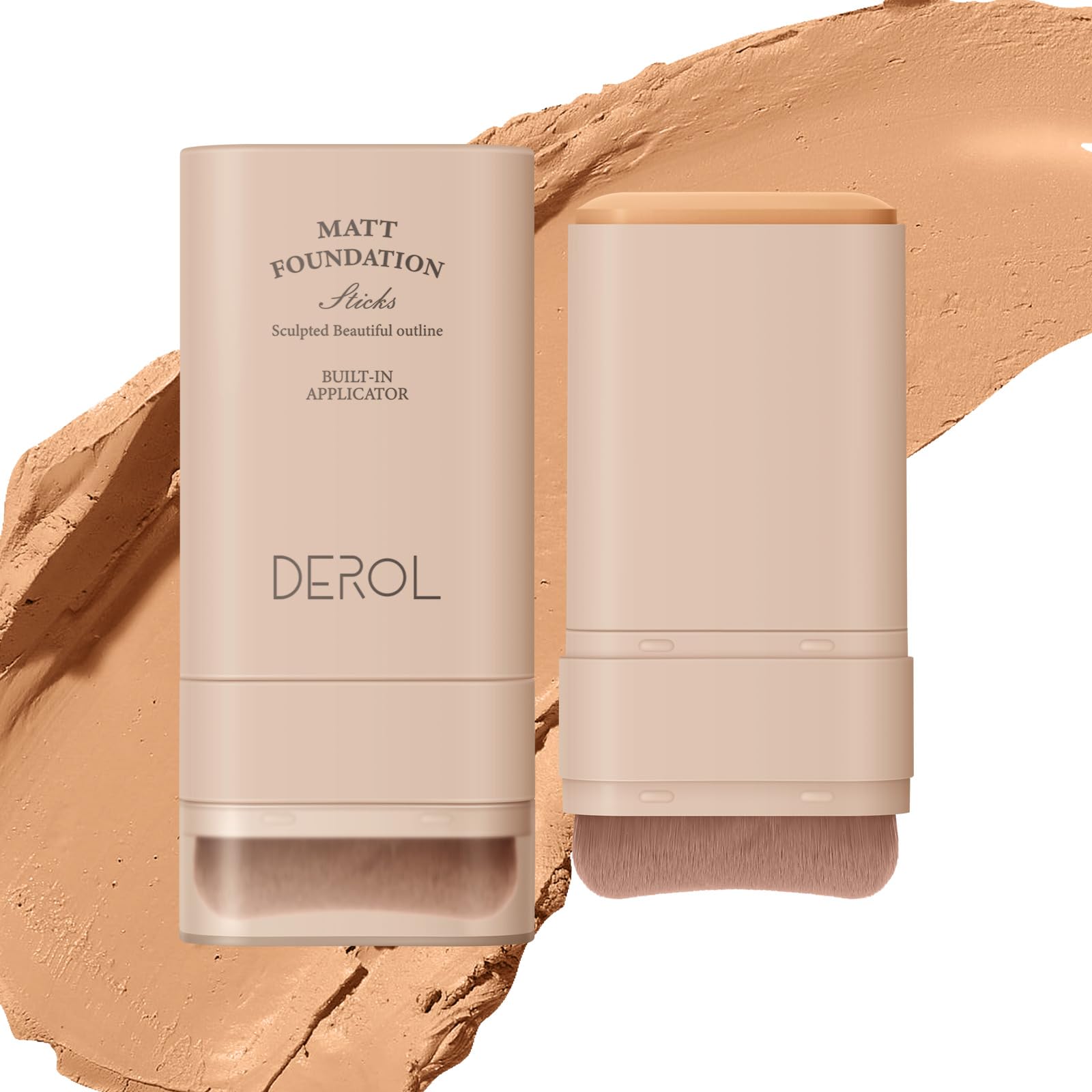 Flawless Eraser Foundation Stick, Lightweight Buildable Medium-to-Full Coverage Dual Ended Makeup Stick, Multi-Use Face Makeup Bar with brush, Natural Finish