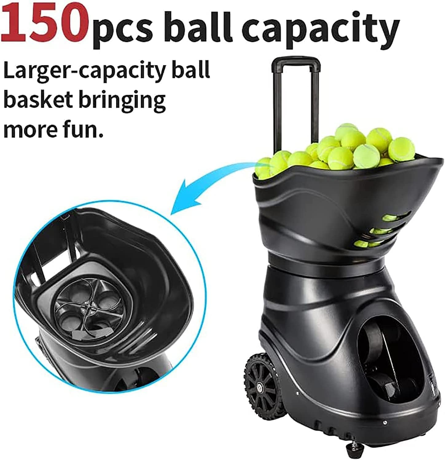 Tennis Ball Machine, Portable Automatic Tennis Ball Launcher, with Lithium Battery and Remote Control Equipment, for Tennis Practice Equipment