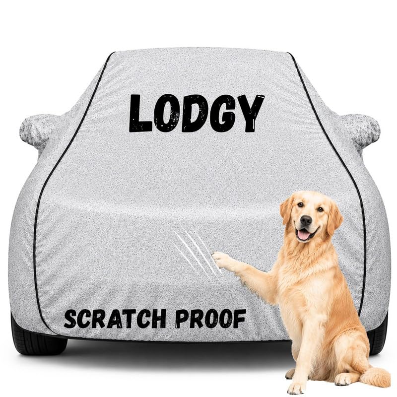 Image of Pure Fabric Silver 100% Waterproof Lodgy Car Cover | Polyester Car Body Cover for Rain & Sun | UV Protection, Dustproof, Scratch Resistant, Windproof, Heat Resistant, Custom Fit