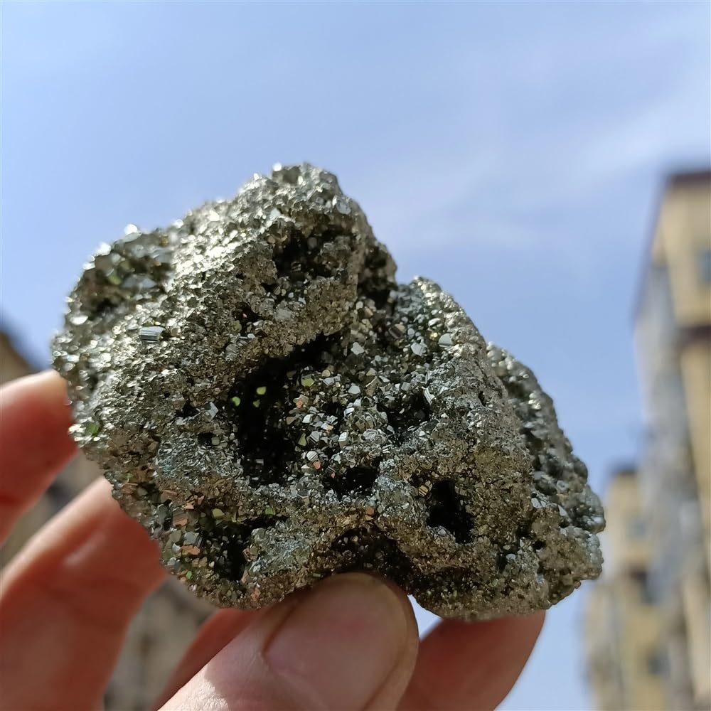 HGETJOHXEM Stone Pyrite Cluster, Quartz Crystal Pyrite Ore Cluster, Stone, Decor(Size:50-100g)