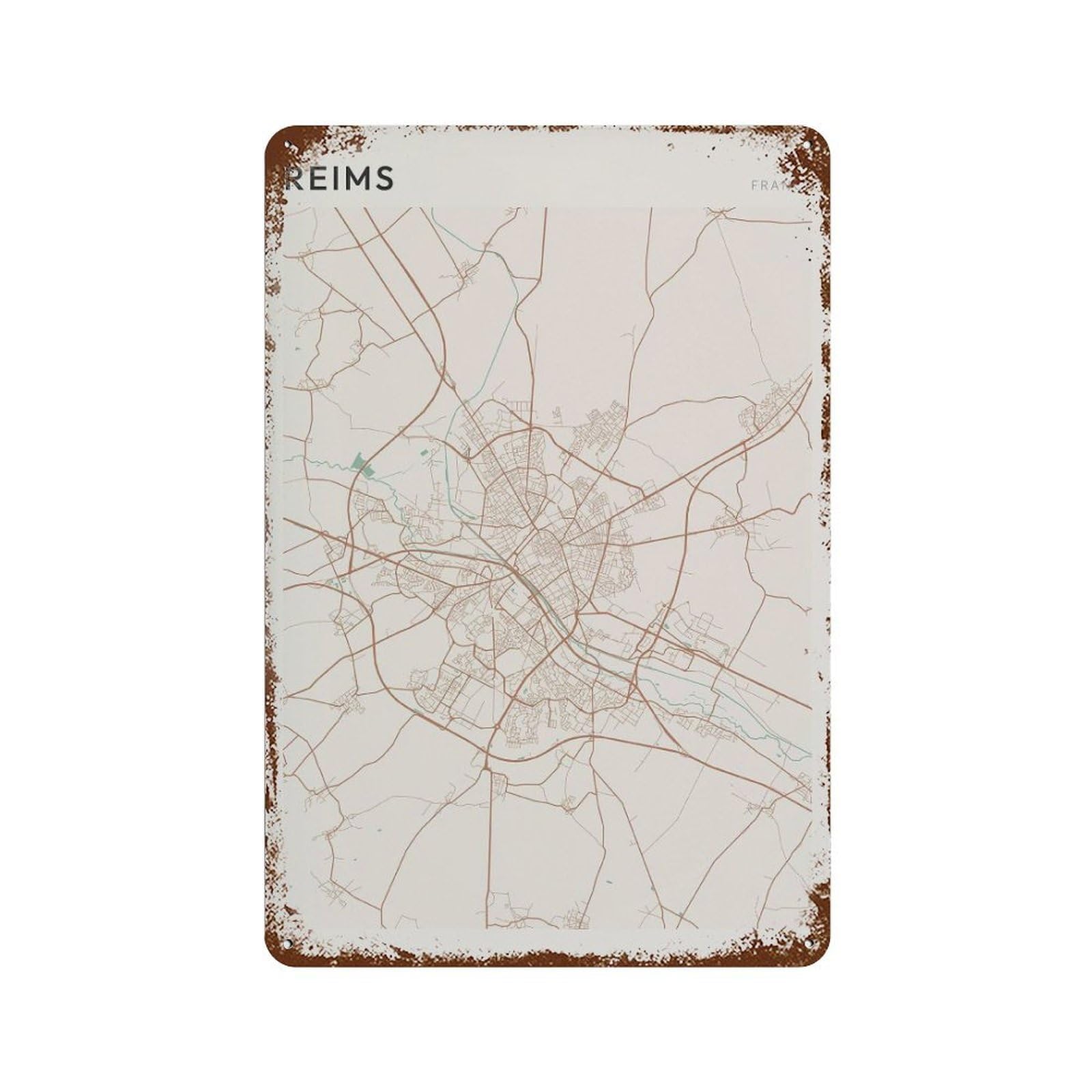 xiaoxiaoshen Reims Map France Travel Gift Scandi Wall Decor Art Metal Tin Poster Modern Home Decor Art Home Bar Shop Decorations Vintage Sign 30x20cm