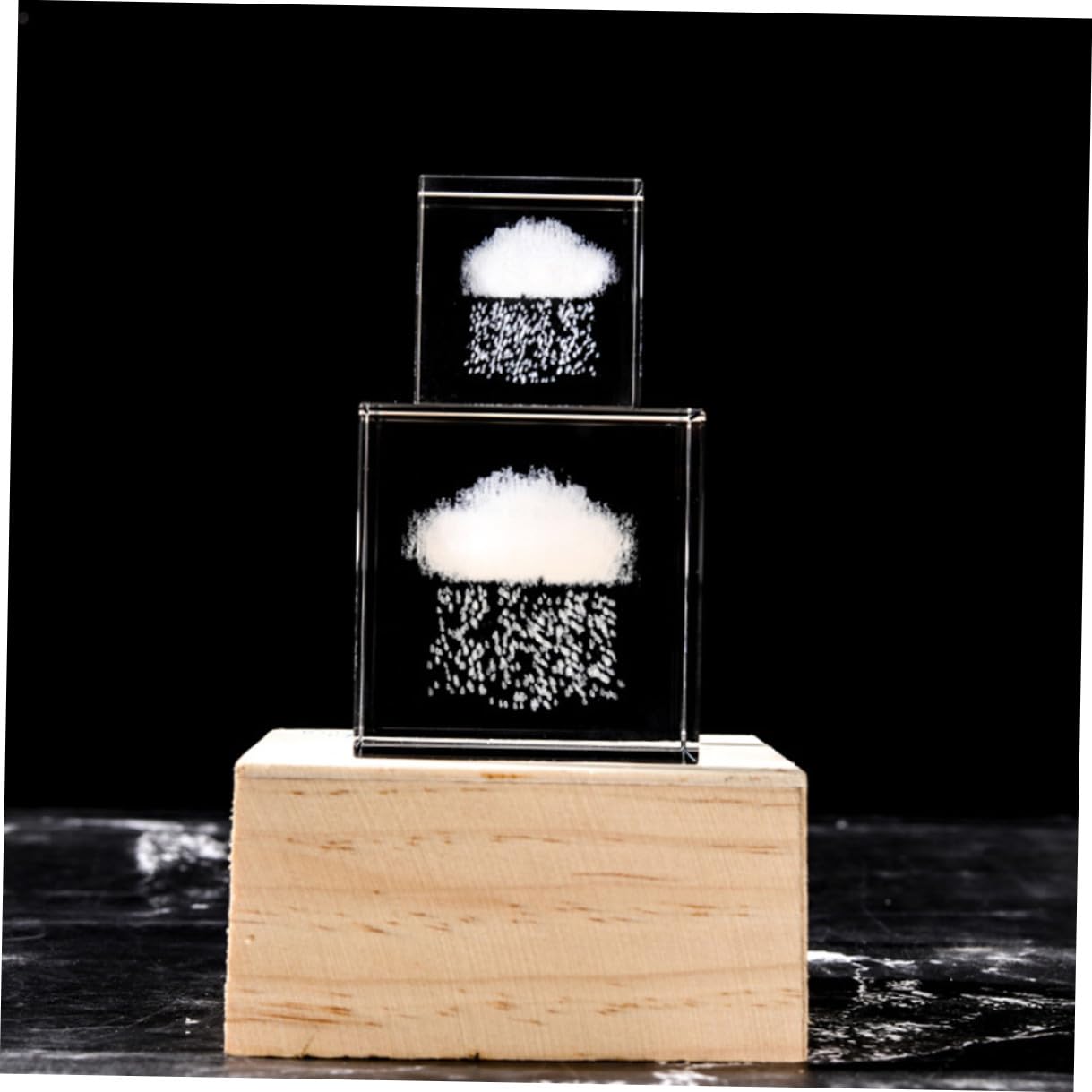 Decoración de Cristal Curativa Cubo Grande Transparente Nube de Lluvia Interior Adorno Artístico para Mesa Hogar y Oficina Fiesta y San Valentín